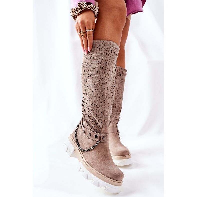 Lewski Shoes Bottes en cuir pour femmes Lewski Cappuccino Suede 2866 brun 2