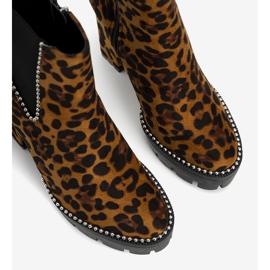 Bottes marron sur le poteau au motif léopard Leo brun 1