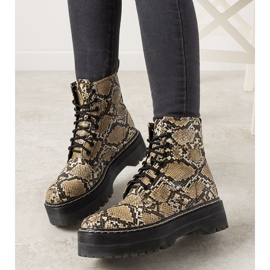 Boots beiges à motif peau de serpent Deross brun 1