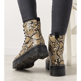 Boots beiges à motif peau de serpent Deross brun 2