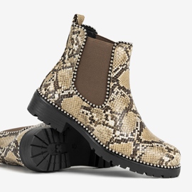 Bottines beiges à motif peau de serpent Aynna 1