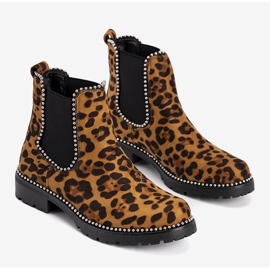 Boots marron à motif léopard Patty brun le noir 1