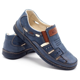 Olivier Chaussures homme ajourées 601 pour l'été bleu marine 3
