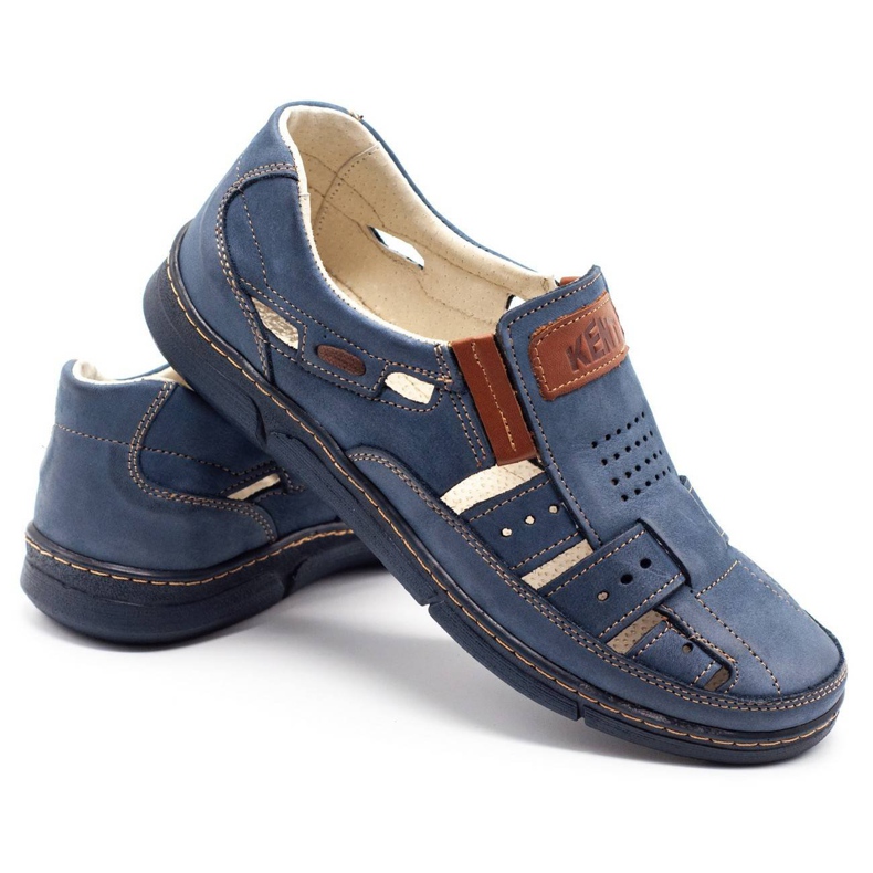 Olivier Chaussures homme ajourées 601 pour l'été bleu marine 3