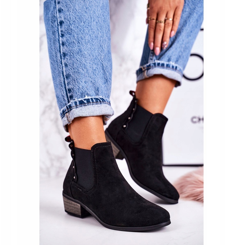 J. Star Bottes Chelsea classiques pour femmes Bottes Walker noires en daim le noir 1