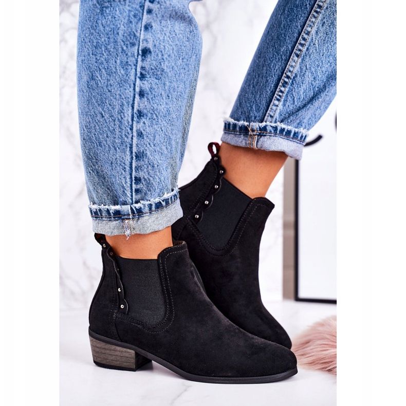 J. Star Bottes Chelsea classiques pour femmes Bottes Walker noires en daim 2