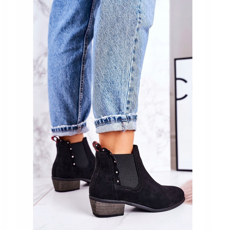 J. Star Bottes Chelsea classiques pour femmes Bottes Walker noires en daim 4