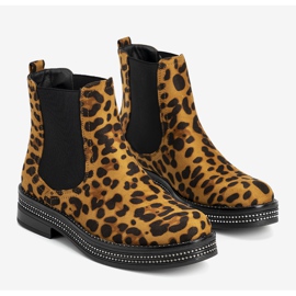 Boots marron au motif léopard Be Nice brun le noir 1