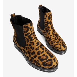 Boots marron au motif léopard Be Nice brun le noir 3