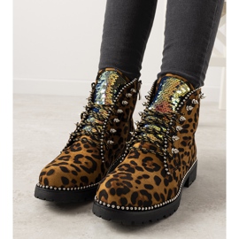 Bottines marron au motif léopard Edesa brun le noir 1