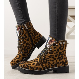 Bottines marron au motif léopard Edesa brun le noir 2