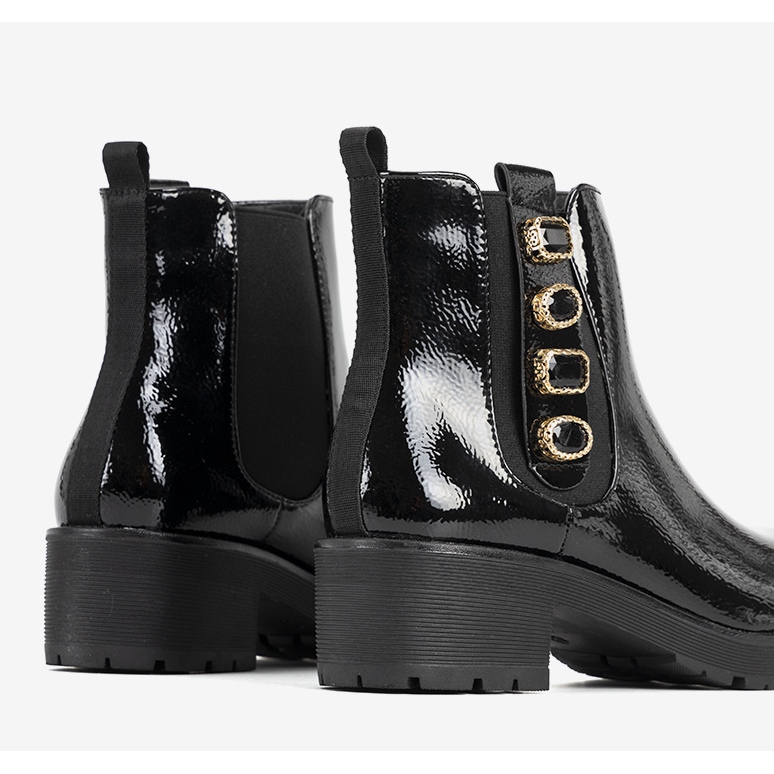 Bottines en cuir verni noir Ripple le noir 1