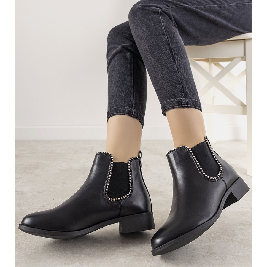 Bottines sales noires elastique