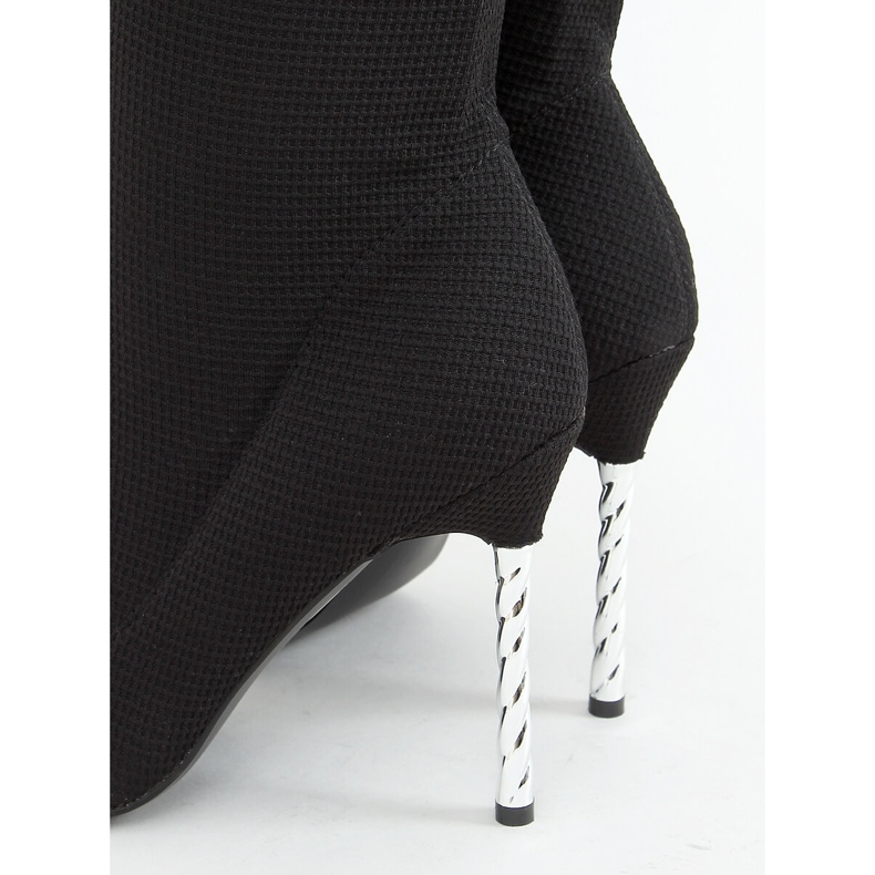 Cuissardes noires sur chaussette à talon haut TM032 Noir 1