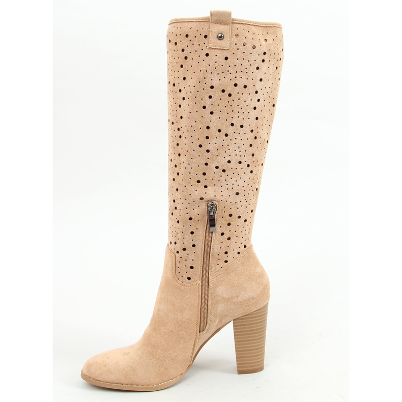 Bottines à talons ajourées beiges RT89956 Beige 1