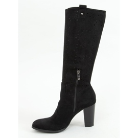 Bottines ajourées à talons noires RT89956 Noir 1