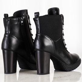 Super Mode Bottes à lacets noires à talons hauts le noir 2