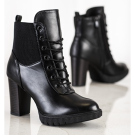 Super Mode Bottes à lacets noires à talons hauts le noir 3