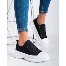 SHELOVET Baskets mode textile noir 2