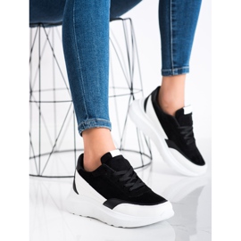 SHELOVET Baskets en daim noires le noir 2