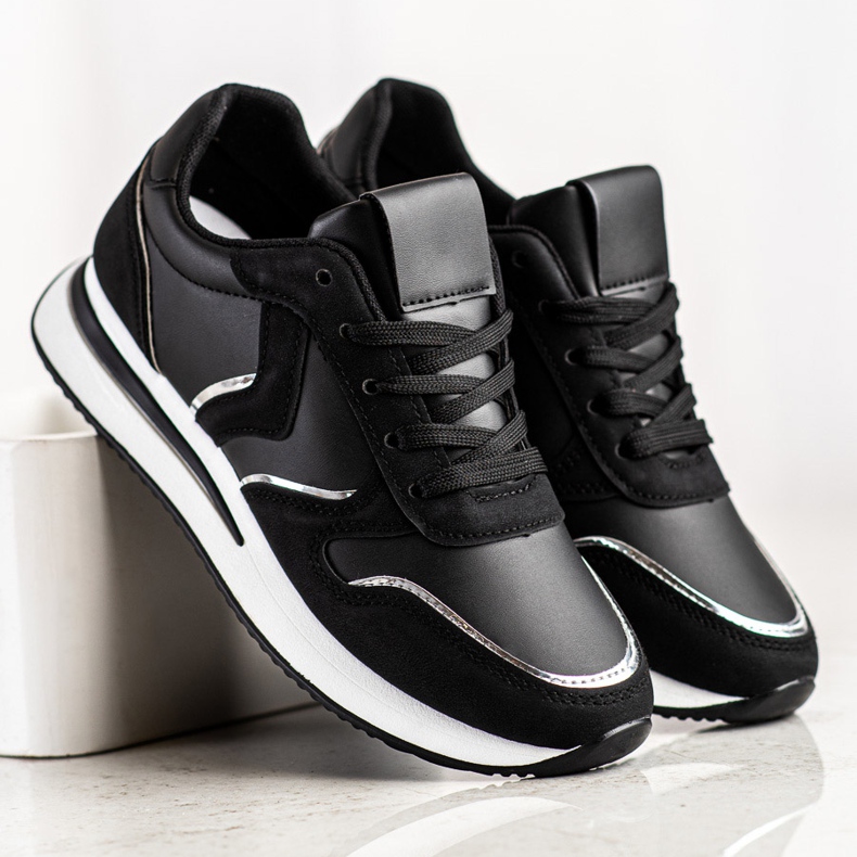 SHELOVET Chaussures de sport en cuir écologique noir 2