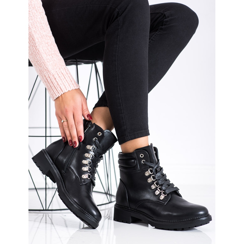 Cm Paris Bottes à lacets décontractées le noir 2