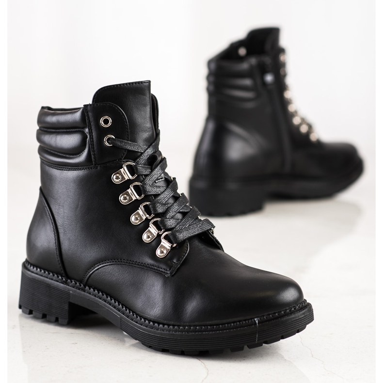 Cm Paris Bottes à lacets décontractées noir 1