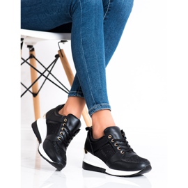 Diamantique Baskets compensées noires le noir 1