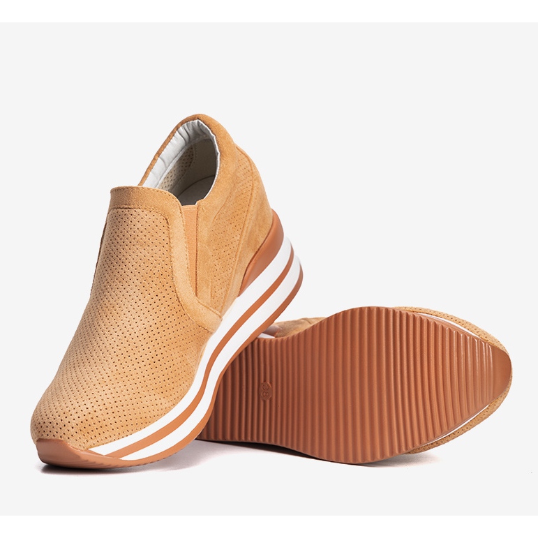 Baskets compensées orange de Mina 1