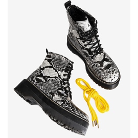 Bottines noires à motif peau de serpent Deross blanche le noir 1