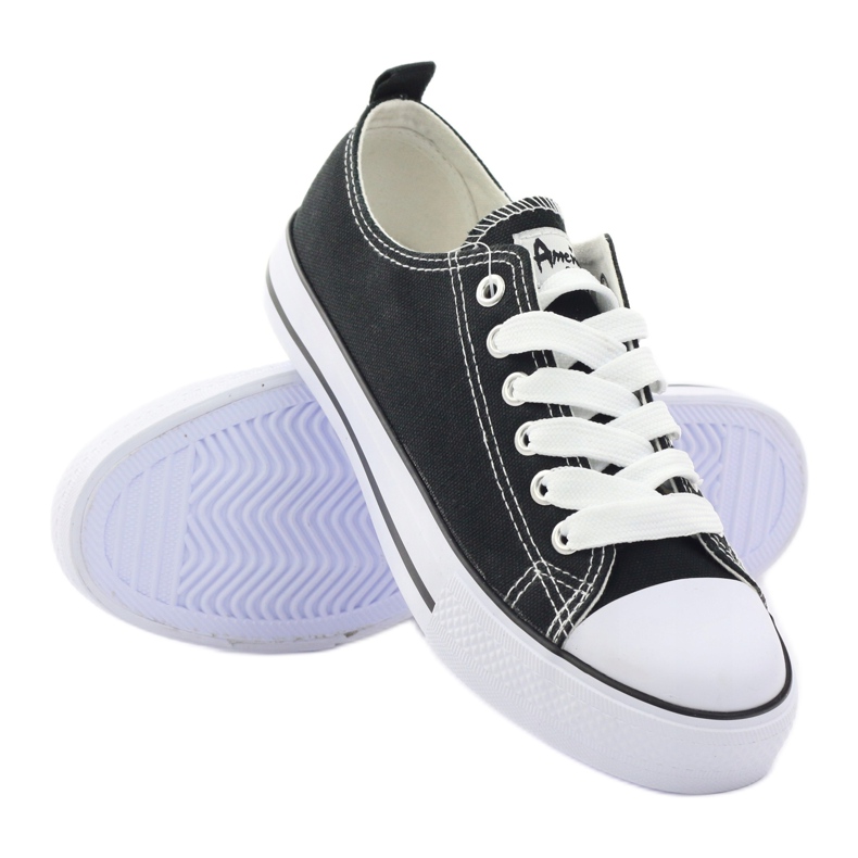 American Club Baskets classiques noires American DSLN-01 chaussures le noir 3 American Club Baskets classiques noires American DSLN-01 chaussures le noir 3