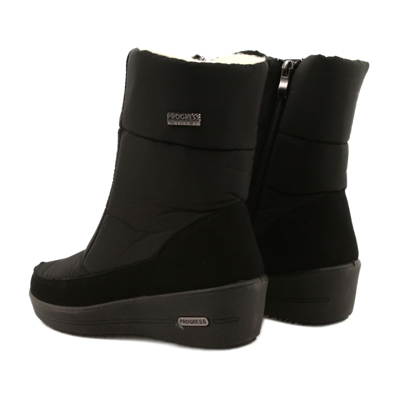 Bottes de neige légères des femmes sur la progression de la fourrure progj-22-126 noir le noir 3