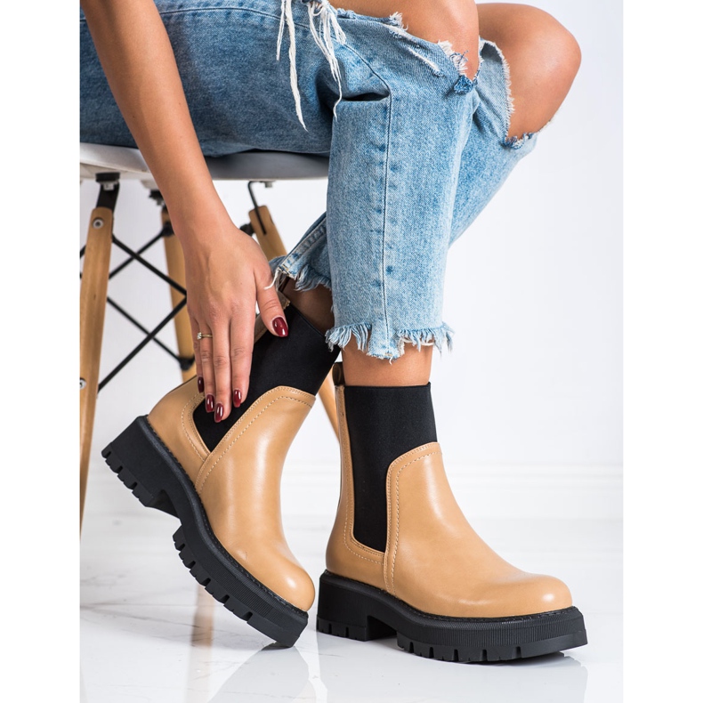 Seastar Les Chelsea boots sur la plateforme de la mode beige brun 1