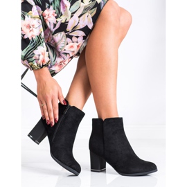 Janessa Bottines en daim à talon mat le noir 4