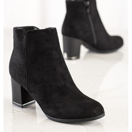 Janessa Bottines en daim à talon mat le noir 1