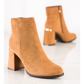 SHELOVET Bottines à talons en daim brun 3
