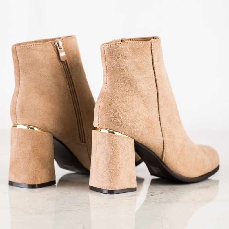 SHELOVET Bottines à talons en daim beige 1