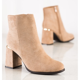 SHELOVET Bottines à talons en daim beige 2
