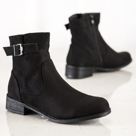 SHELOVET Bottines décontractées en daim noir 1