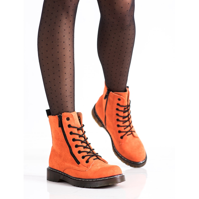 SHELOVET Trappeurs orange avec fermeture éclair décorative 2