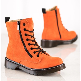 SHELOVET Trappeurs orange avec fermeture éclair décorative 1