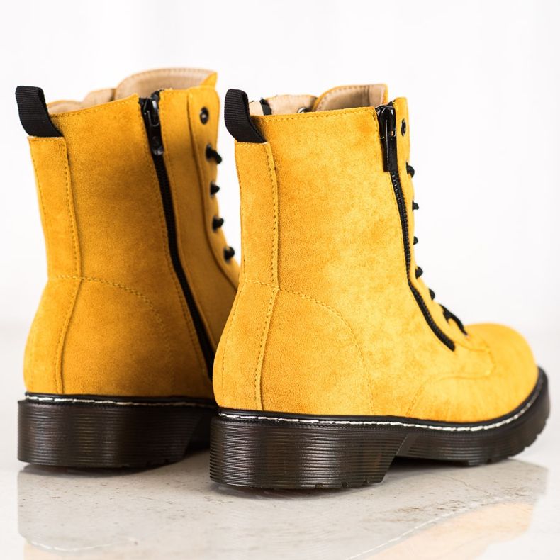 SHELOVET Trappeurs jaunes avec fermeture éclair décorative 1