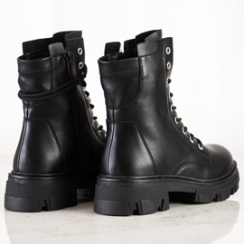 Bestelle Travailleurs à lacets avec cuir écologique le noir 1 Bestelle Travailleurs à lacets avec cuir écologique le noir 1