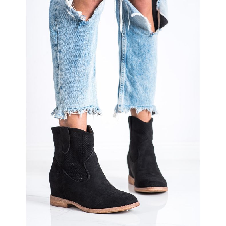SHELOVET Bottes de cowboy sur un coin noir 2