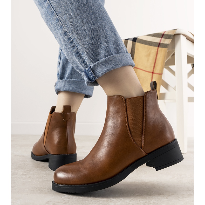 Bottines plates femme Guliet camel brun 1