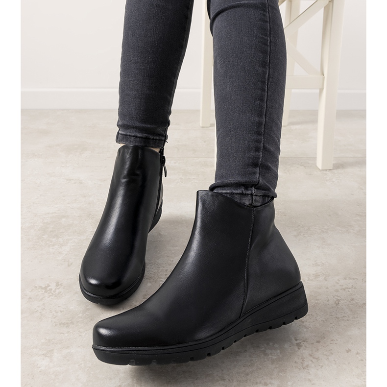 Boots plates Garrido lisses noires 1