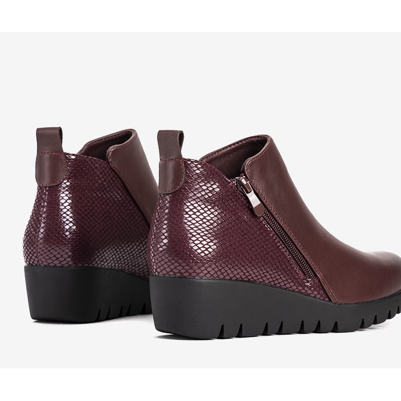 Bottines bordeaux sur un délicat talon compensé Enrica rouge multicolore 1