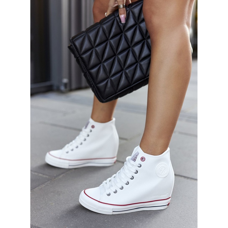 Baskets En Cuir Sur Wedge Cross Jeans II2R4024 Blanc blanche 2