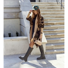 S.Barski Bottes hautes Whats Going On Kaki pour femmes vert 3