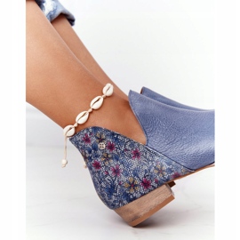 Bottines Maciejka En Cuir Bleu Marine Avec Fleurs 04091-64 5 Bottines Maciejka En Cuir Bleu Marine Avec Fleurs 04091-64 5